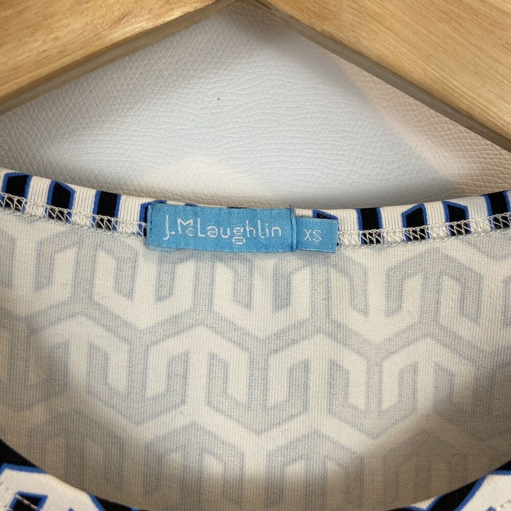 J McLaughlin Catalina Cloth Top Size XS 3/4 Sleeve‎ Ethnic Geometric Print - Picture 4 of 6